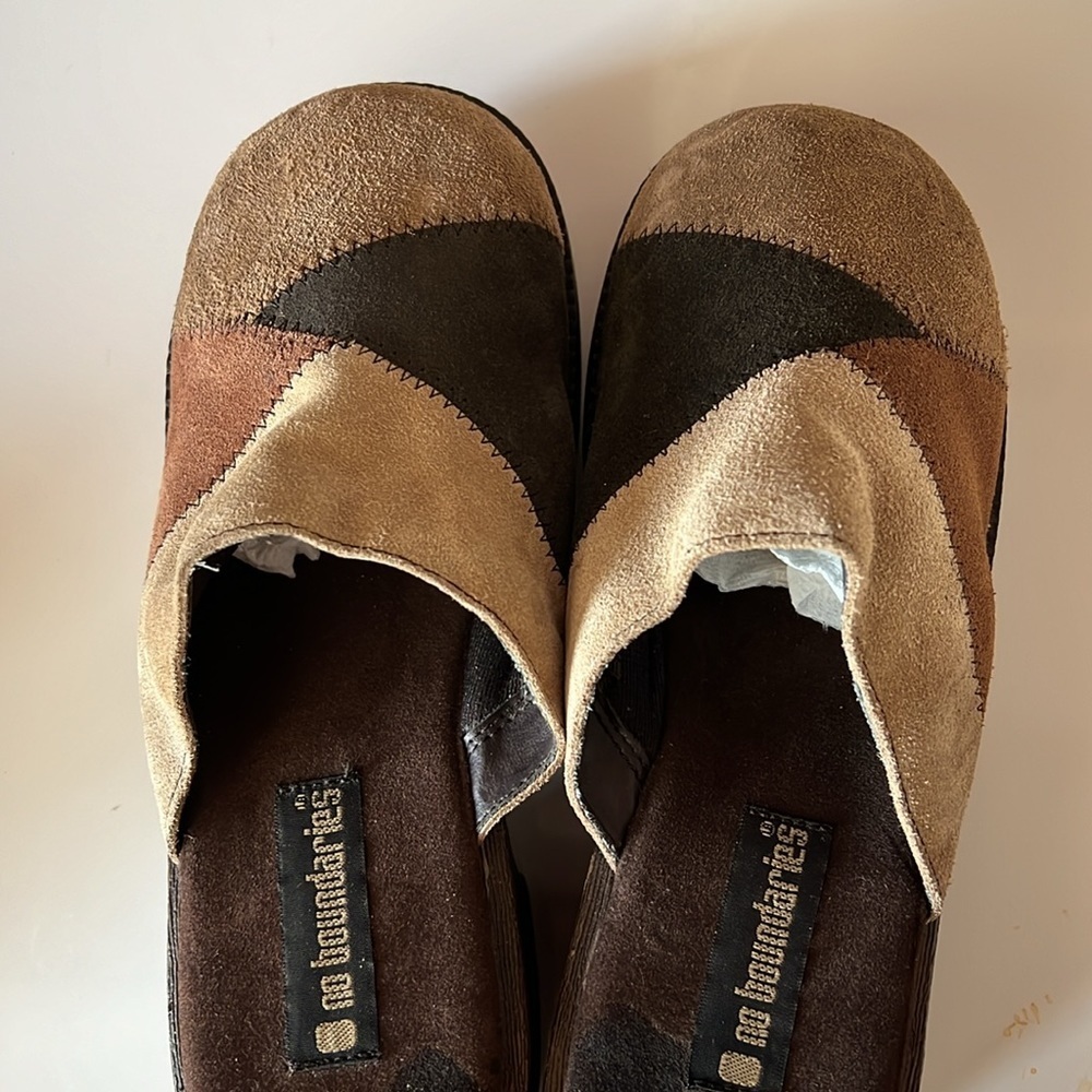 Vintage Y2K No Boundaries Suede Patch Mules. Brown Earth Tones Hippie 2.5 Youth - Picture 8 of 8